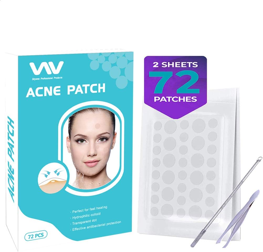 Acne Pimple Patch Healing Spot Patches, Hydrocolloid Acne Stickers Absorbing Spot Dot Acne Cover - Acne Dots Pimple Sticker Acne Pimple Master Patch Blemish Patches Acne Treatment, Set of 72pcs