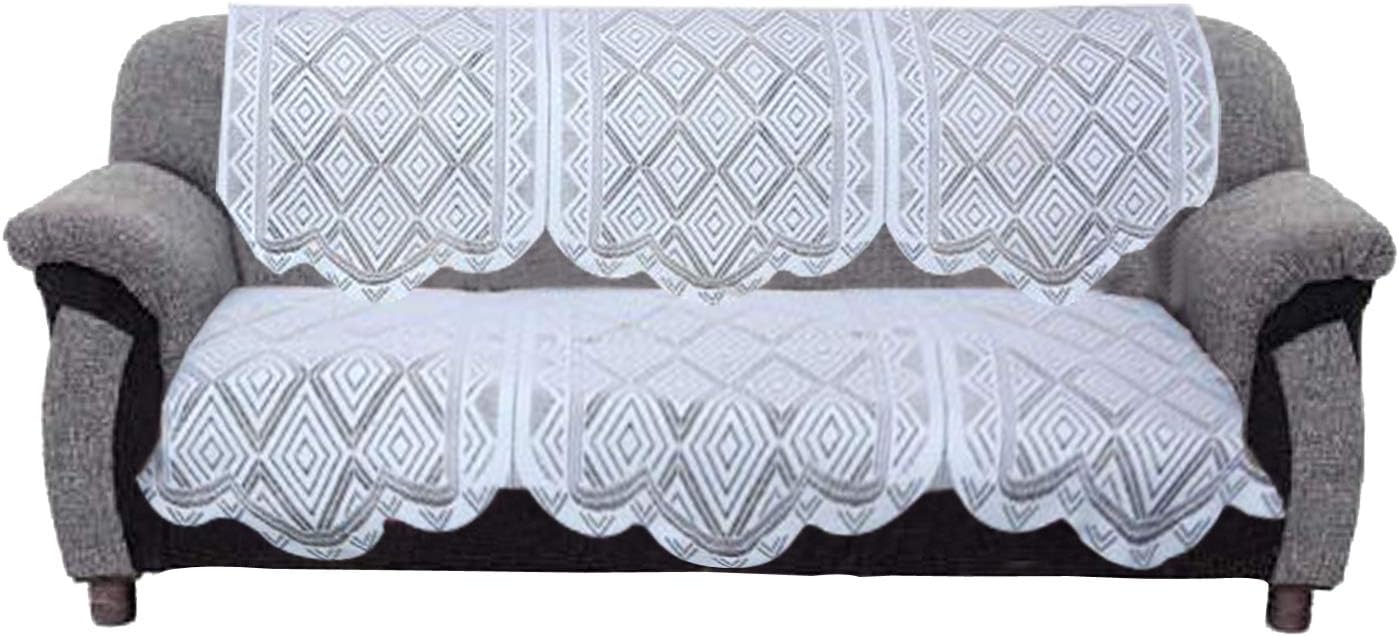 Kuber Industries Self Cotton 5 Seater Sofa CoverSet of 6 Piece (White