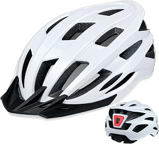 AISSTXOER Adult Bike Helmet Men Women LED Tail Light Adjustable Fit 56-62cm Lightweight CPSC Certified Glossy Black
