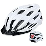 Bike Helmet for Adult Men Women with Multi-Mode Rear LED Light&comma; with Suggested Fit 56-62cm&comma; Lightweight with Adjustable Dial&comma; Side and Chin Strap&comma; Carbon Black Shiny Surface