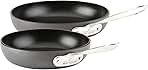 All-Clad HA1 Hard Anodized Non Stick Fry Pan Set 2 Piece, 8, 10 Inch, Induction, Oven Broiler Safe 500F, Pots and Pans Set, Kitchen Frying Pans, Skillets, Premium Cookware, Home, Dishwasher Safe Black