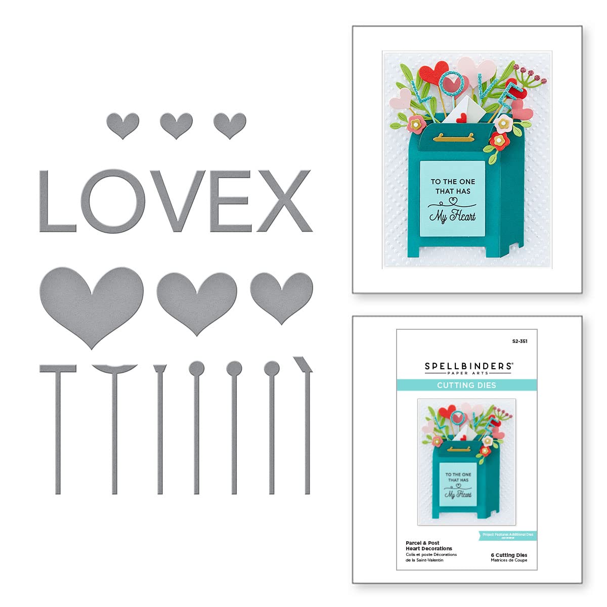 Spellbinders Metal Parcel & Post Heart Decorations