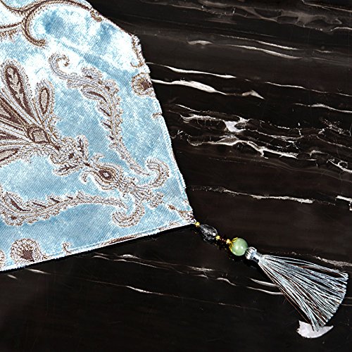 Chemin de table broderie bleue style européen pour protéger et décorer - 4