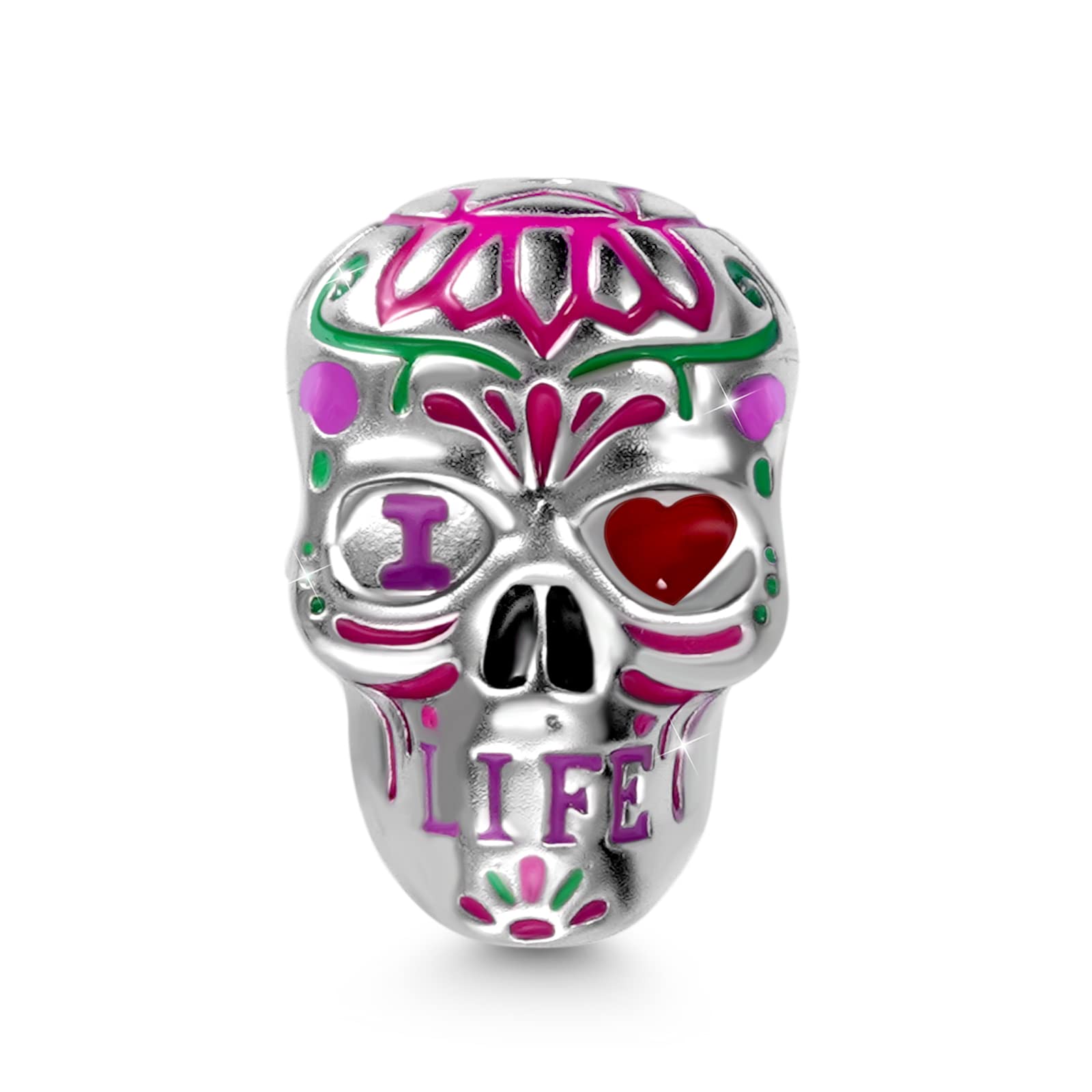 GNOCE Skull Charm Bead Silver Pendant Dangle Charms fit Bracelet/Necklace Jewelry Gift for Women Men