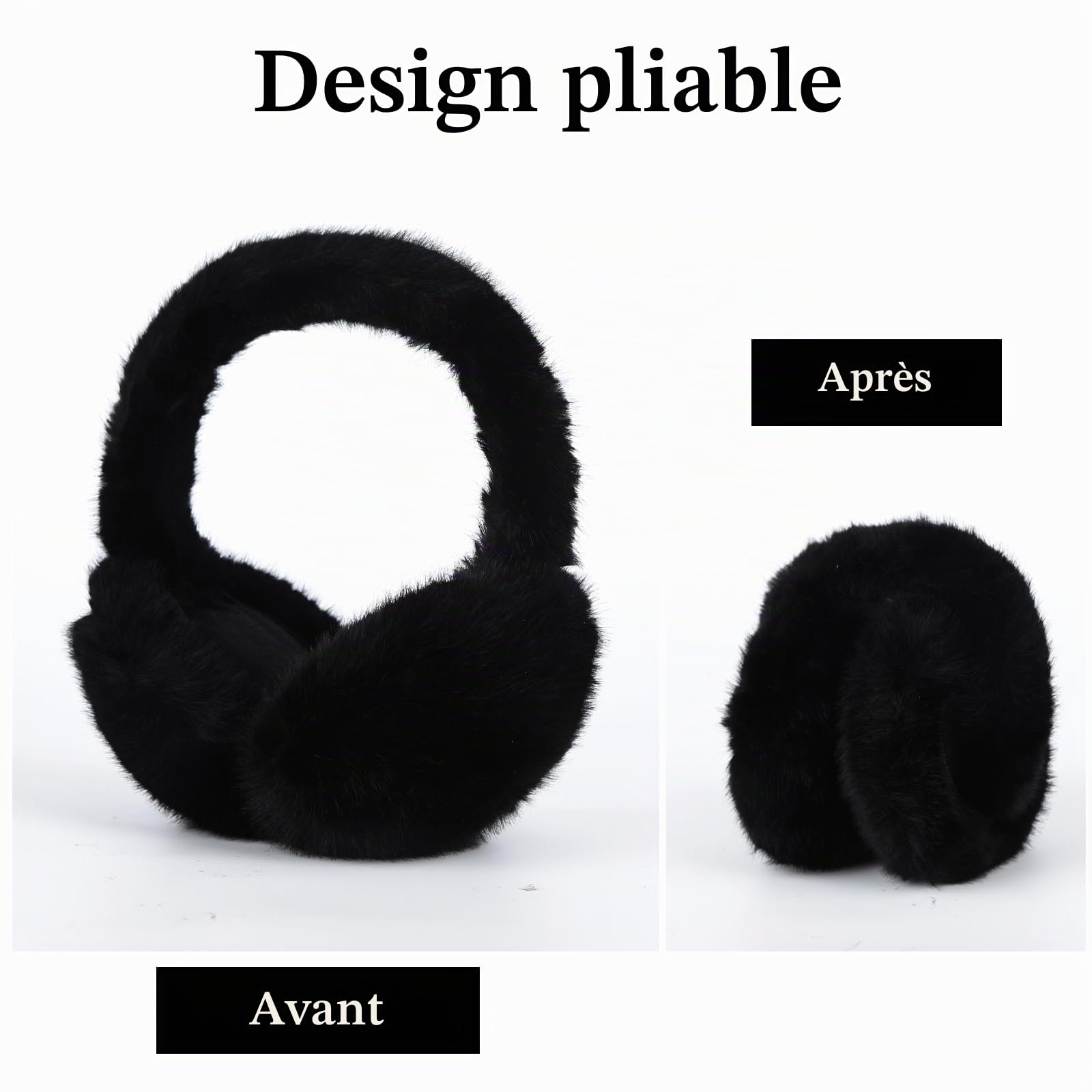 Couvre Oreilles,Cache Oreilles en Peluche Pliable,Chauffe-oreilles Hiver Chaud Couvre Oreilles Earmuffs Réglables Doux par Temps Froid,Cadeau D'hiver pour Les Femmes Hommes Filles
