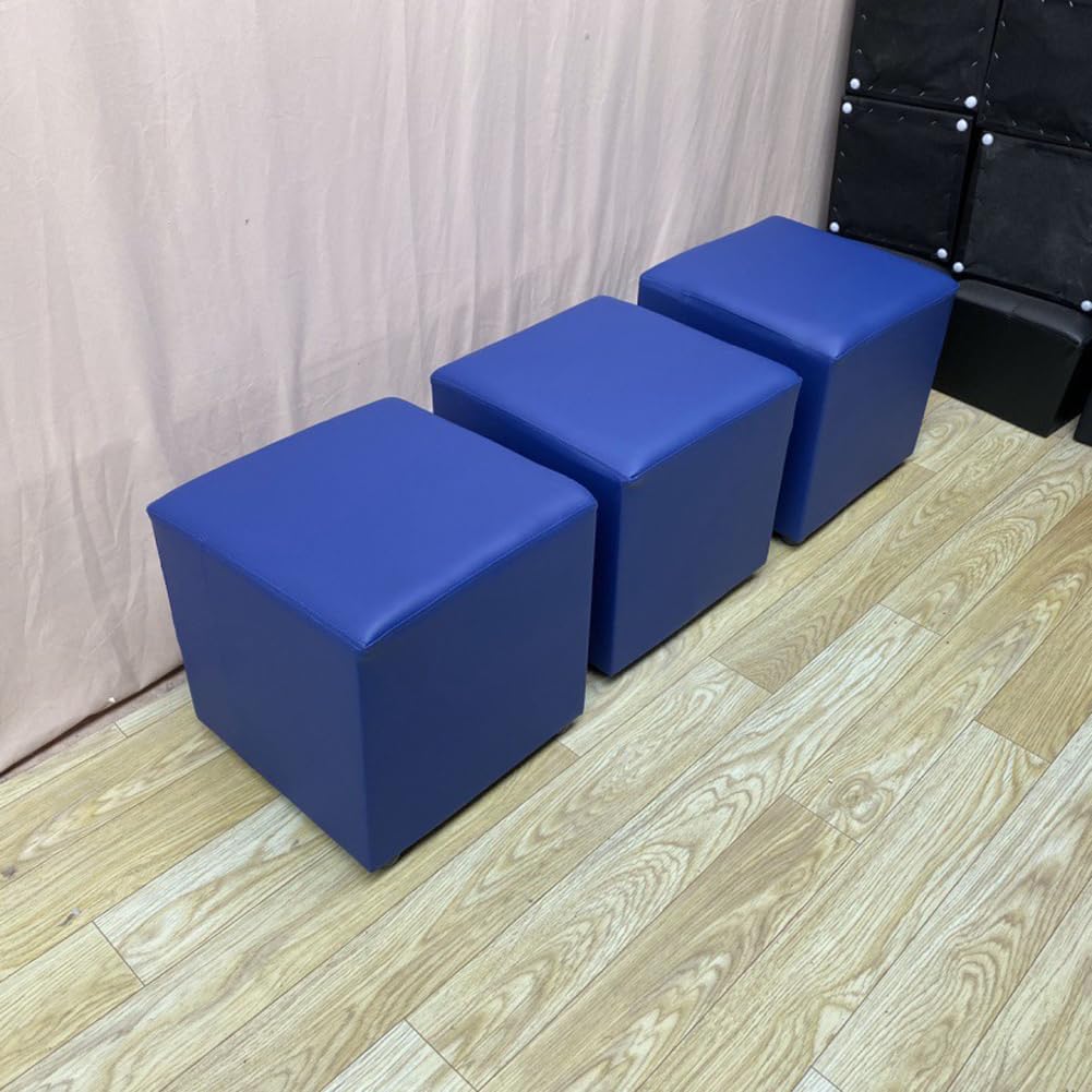 Repose-pieds carré en cuir PU bleu roi pour sublimer votre chambre