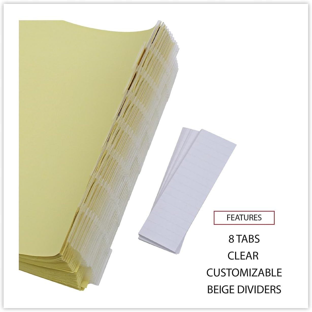 Universal 20891 Extended Insert Indexes, Eight Clear Tabs, Letter, Buff, 24 Sets/Box