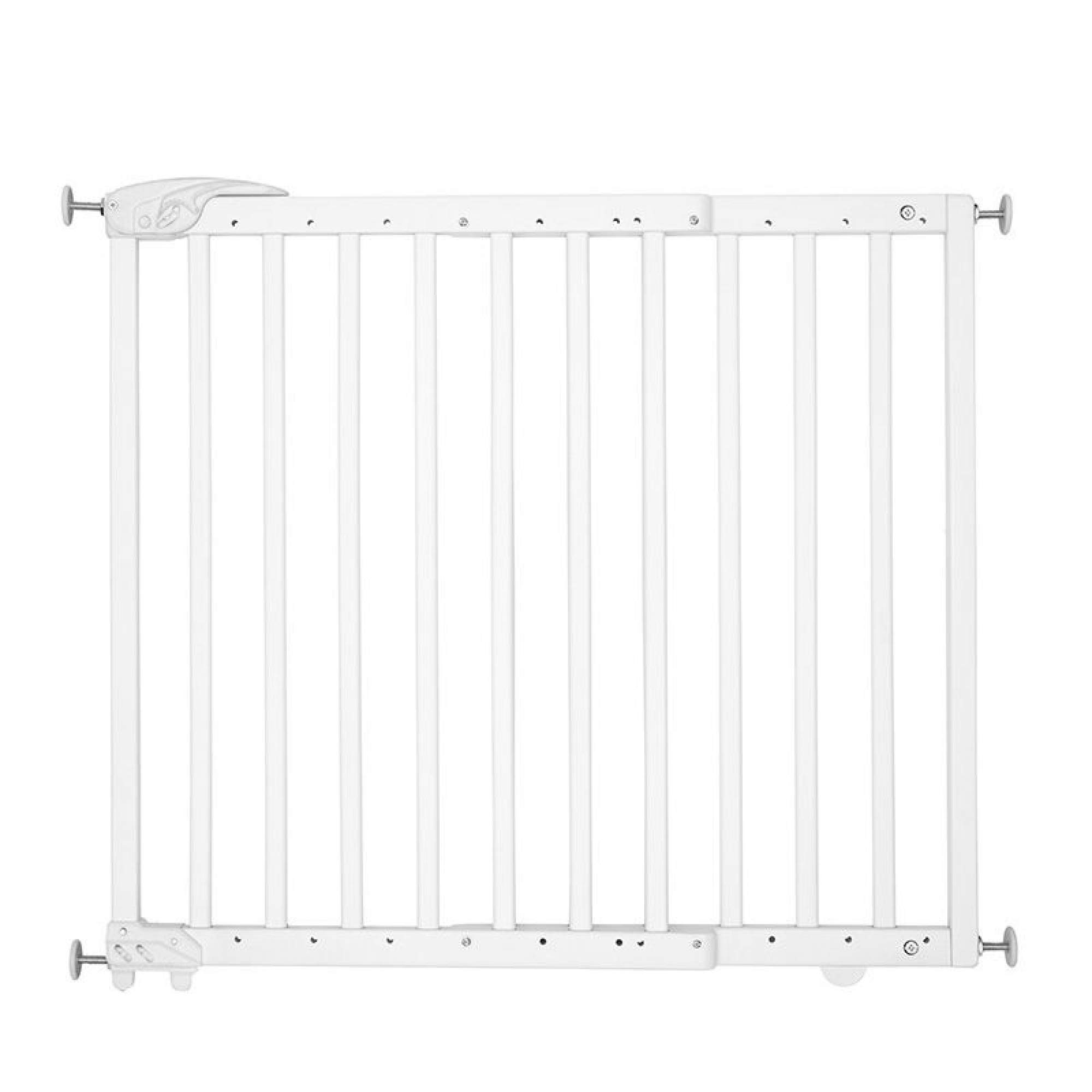 Badabulle Deco Pop White, Wooden Extending Baby Gate | 63 to 106 cm Wide |Screw Mounted door and stair gates for baby