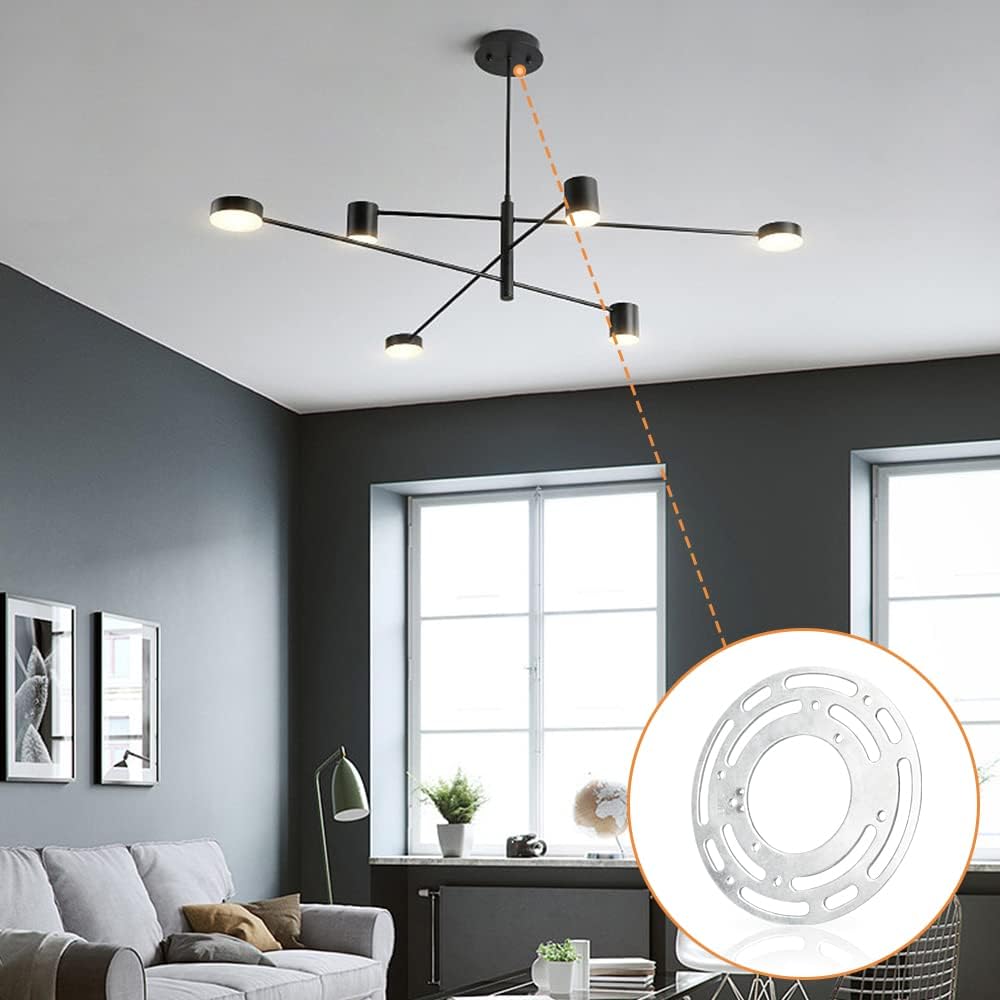 Upgraded Version - 2 Sets 4" Diameter Light Fixture Mounting Bracket, Helunsi Universal Crossbar for Lighting, Ceiling Fan Light Fixture Mounting Plate, Steel Circle Crossbar with Complete Accessories
