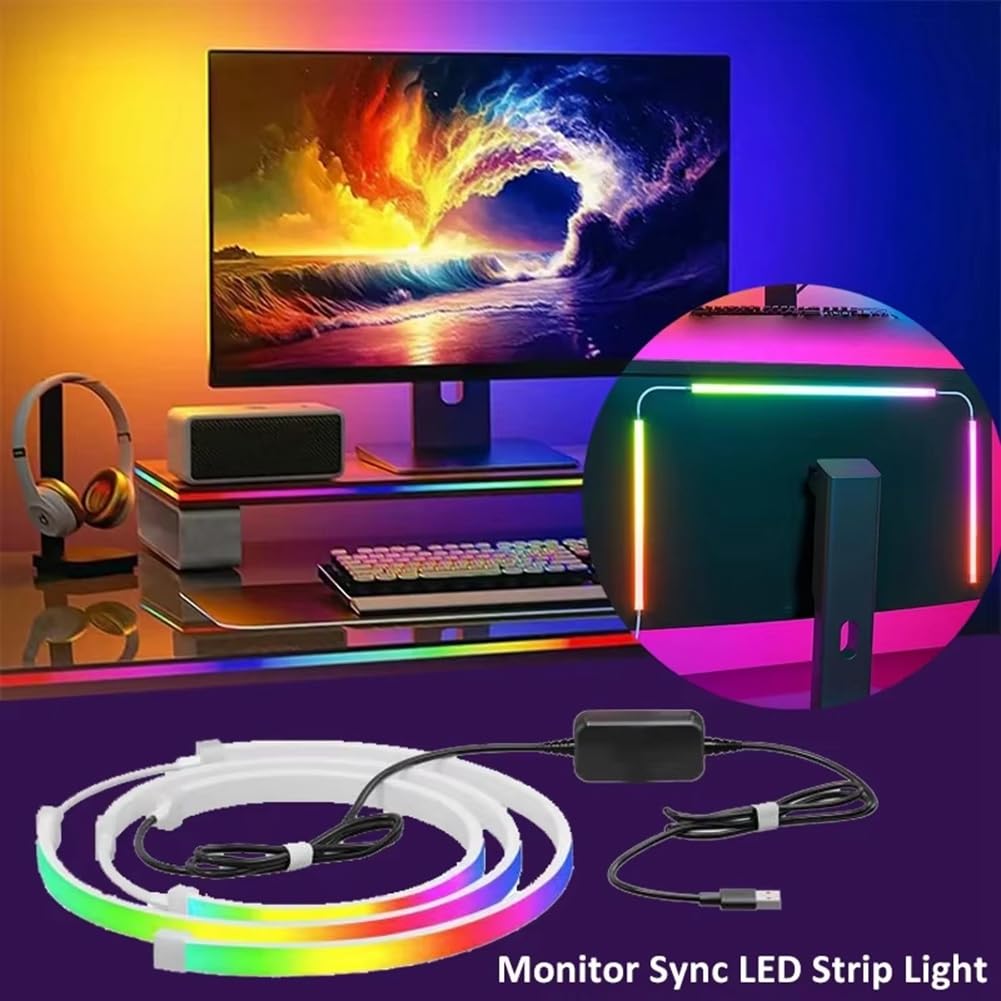 Comphic Computer Screen Synchronization Strip Monitor RGB LED PC Backlight Pickup Light for Esports Room for 24 Inch Monitor - Image 2