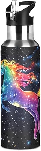 Miniatura 8 de Kcldeci Botella de agua deportiva con diseño de dragón de fuego rojo y azul, tapa de popote de 20 onzas, a prueba de fugas, aislamiento al vacío,