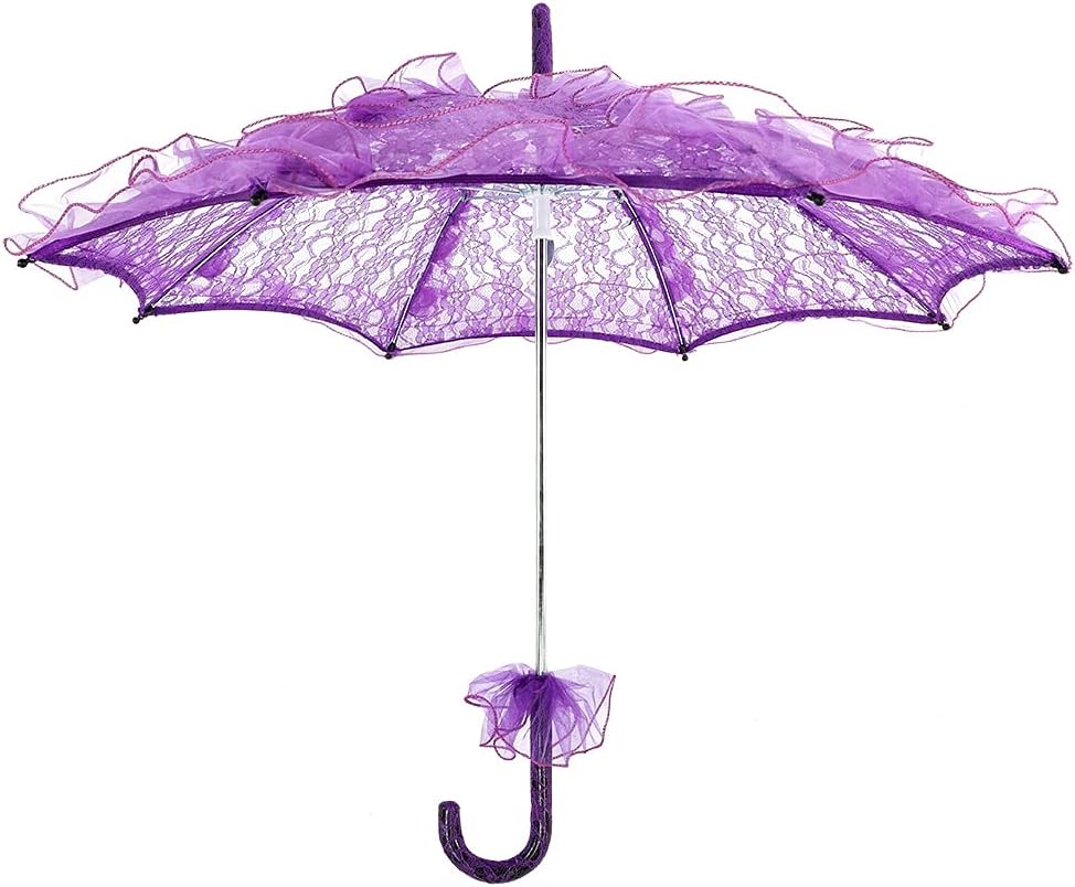Atyhao Lace Umbrella Cotton Vintage Bridal Lace Umbrella for Wedding Parasol Costume for Parties Dancing Photography Prop Decoration()