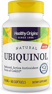 Healthy Origins Ubiquinol (Active Form of CoQ10), 50 mg - Kaneka Ubiquinol Supplements for Heart Health & Antioxidant Support - Gluten-Free & Non-GMO Supplement - 60 Softgels
