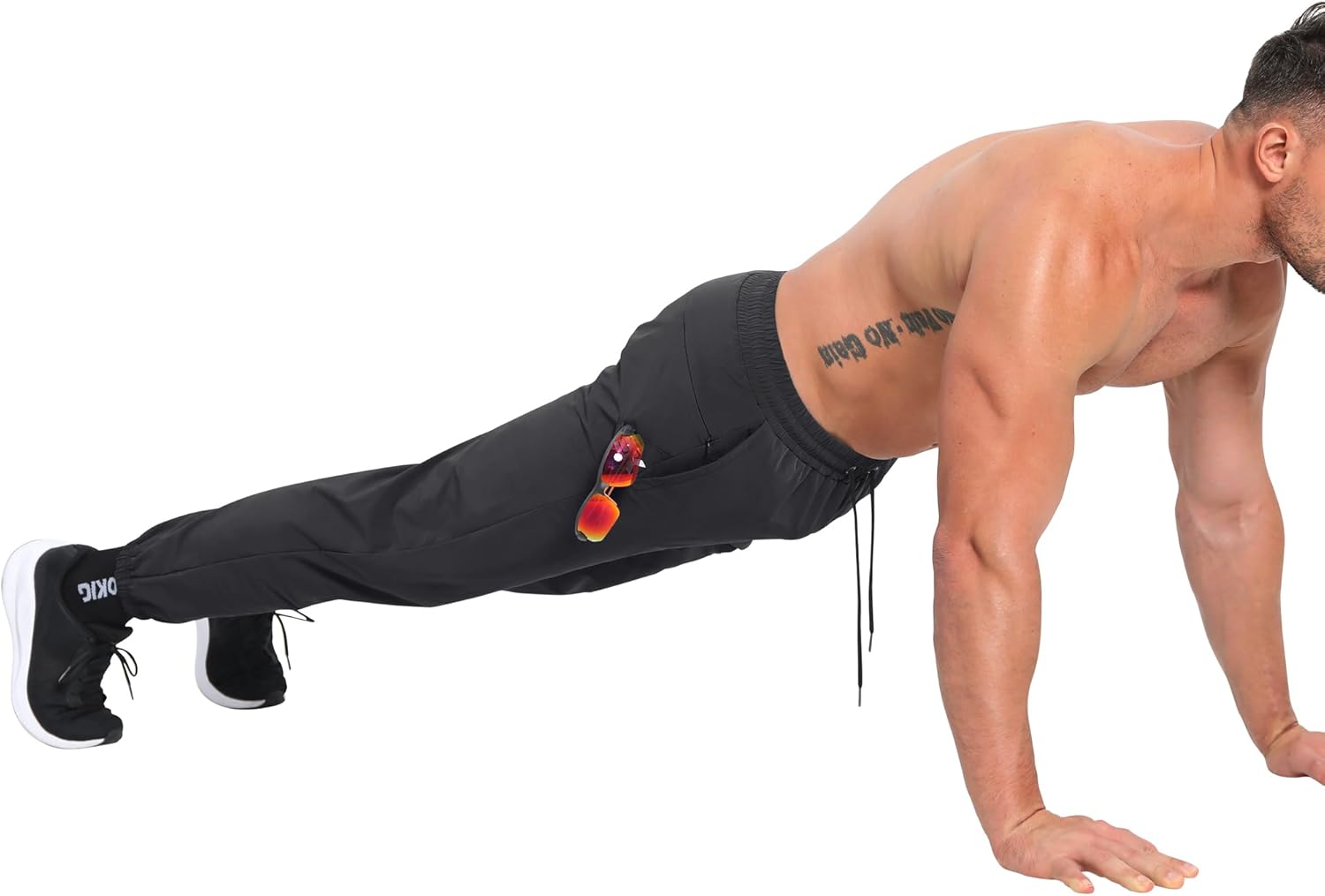 BROKIG Men's Tapered Gym Joggers, Lightweight Training Cuffed Sweatpants Zipper Pocket, Slim Fit Athletic Running Pants - Image 6