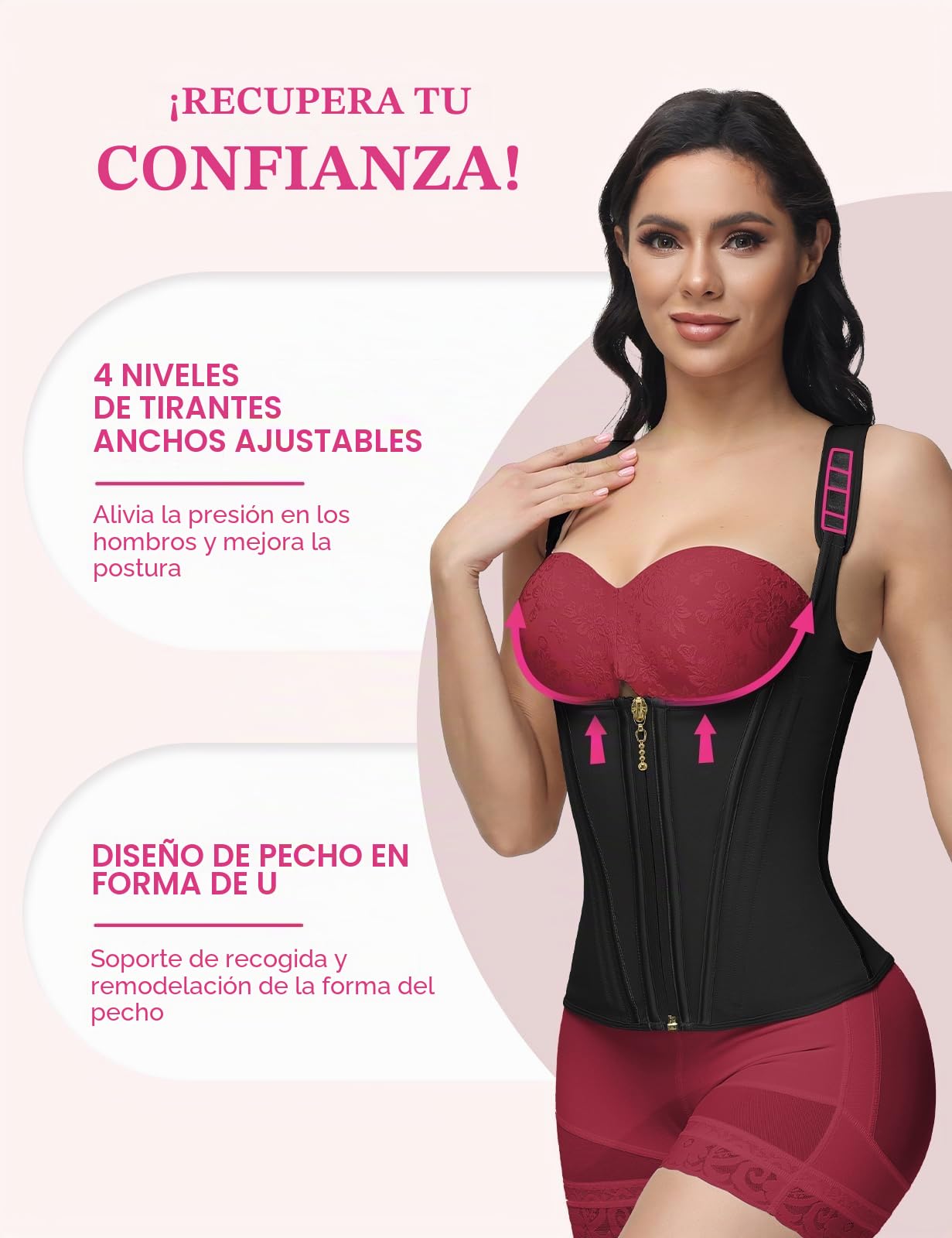 SHAPSHE Waist Trainer Underbust Corset Tummy Control Cincher Sports Girdle Back Support Body Shaper with Adjustable Straps