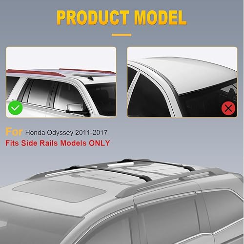 Miniatura 3 de OCPTY Barras transversales para portaequipajes Honda Odyssey 2011, 2012, 2013, 2014, 2015, 2016, 2017, para bolsa de carga, equipaje, kayak, canoa,