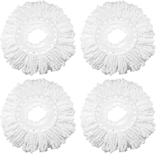 4 Pack Mop Replacement Head for 360° Spin Mop System, Round Shape Spin Mop Microfiber Refills Easy Cleaning