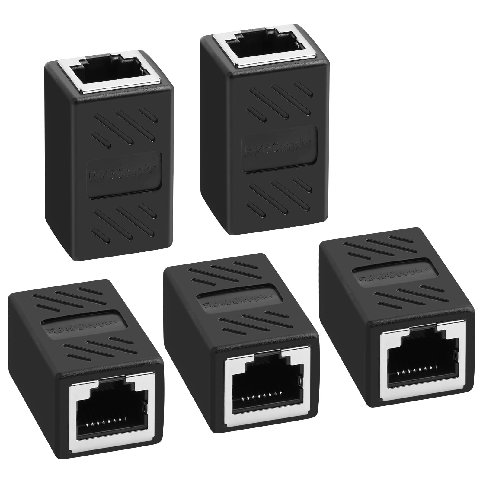 AXFEE 5 Stück RJ45-Netzwerk-Koppler, Ethernet-Anschlüsse, geschirmter Line-Adapter, Ethernet-Verlängerungskabel Cat7/Cat6a/Cat6/Cat5e/Cat5, LAN-Kabel weiblich