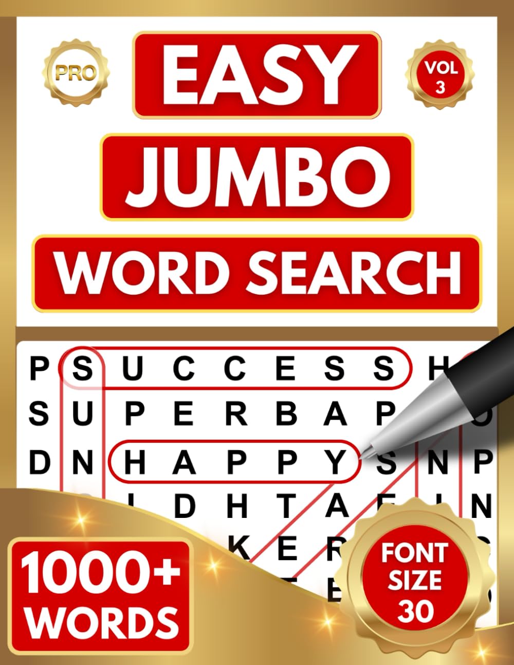 EASY (JUMBO PRINT) WORD SEARCH PUZZLE BOOK FOR ADULTS & SENIORS: 1000+ EXTRA LARGE PRINT WORDS - (30 PT FONT SIZE) WORD FIND PUZZLES - VOL 3