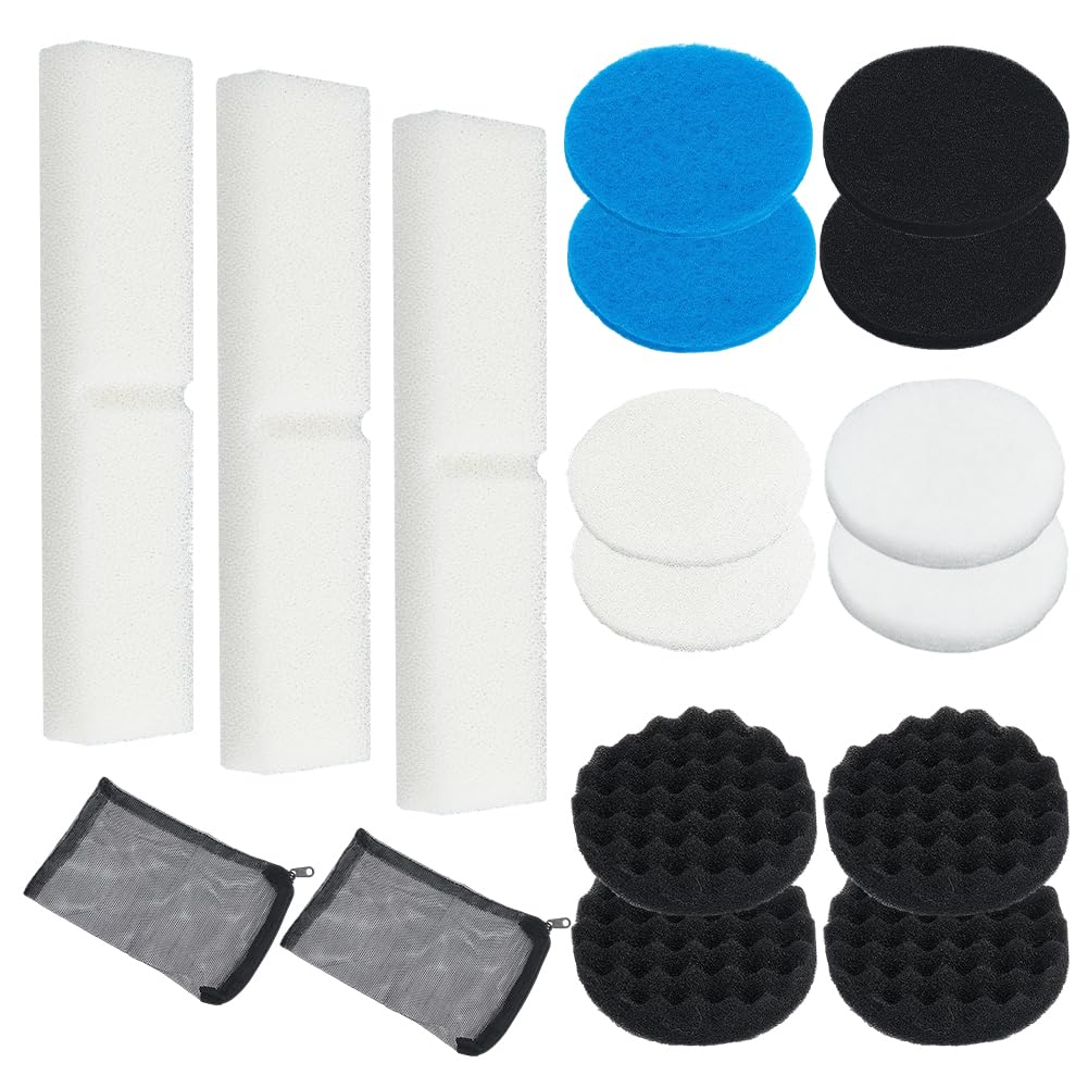 OLYCRAFT 20pcs kit de Remplacement de Supports filtreux Compatible avec Fluval Fx4 Fx5 Fx6 Inclus Filtre réservoir à Poisson 3 Couleurs Bloc Coton Charbon Actif pour Une Purification optimale l’Eau