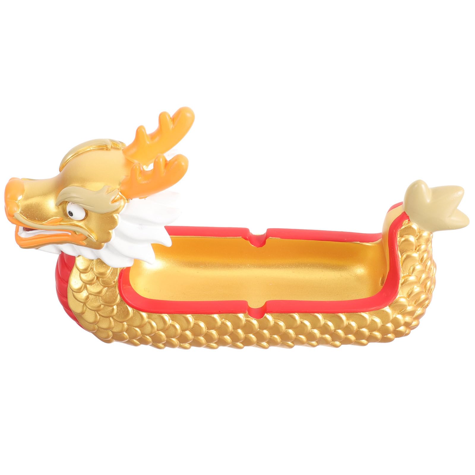 Cendrier dragon résine dorée compact pour éviter les cendres volantes