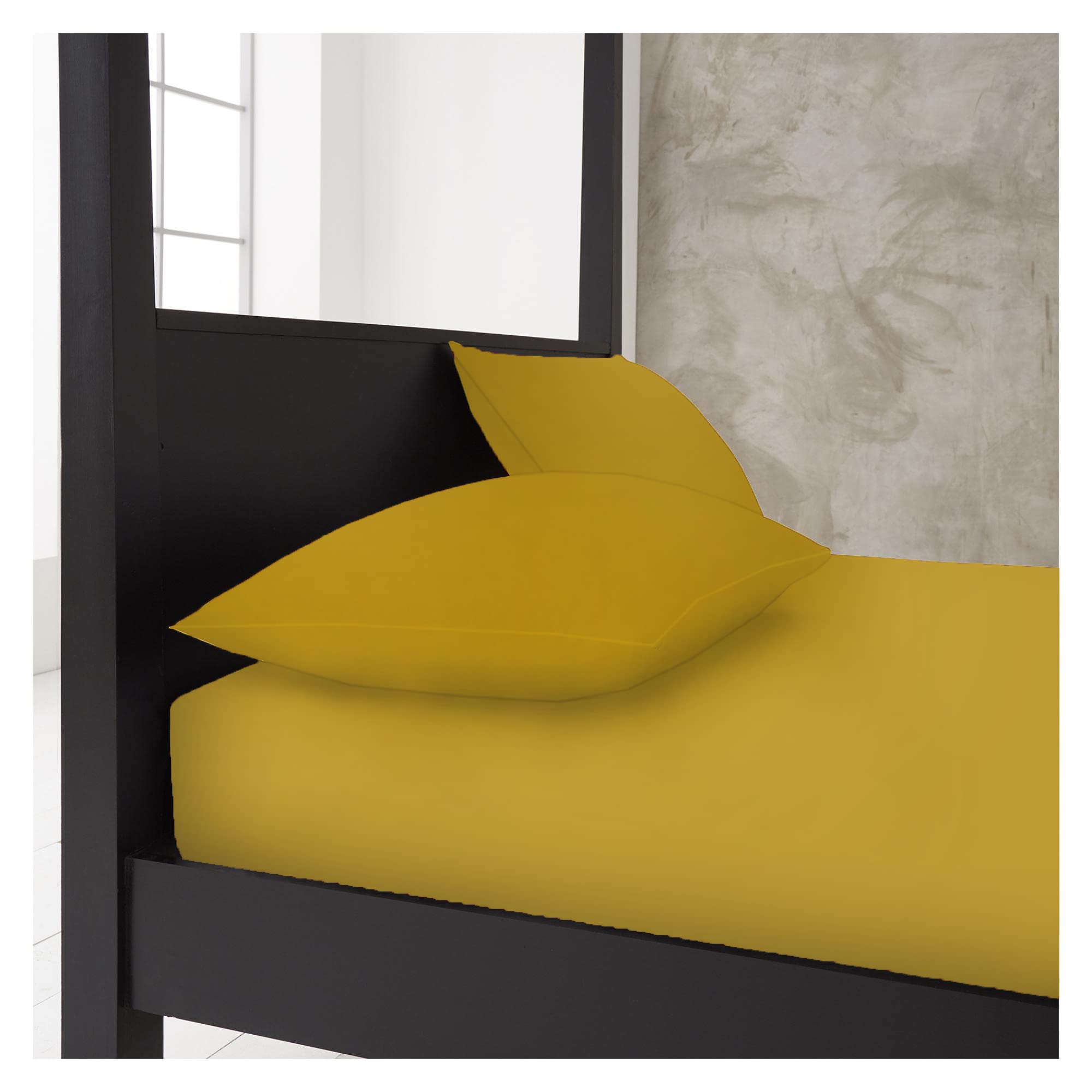 Gc Gaveno Cavailia Ochre Luxury Housewife Pillowcases 2 Pack, Non Iron Plain Dyed Pillow Cover, Polycotton Pillow Cases, 74X48 Cm