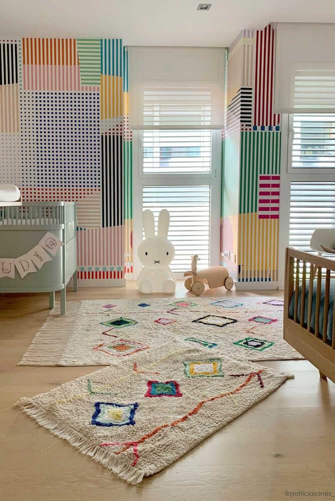 Lorena Canals Washable Rug Mini Kaarol in Natural/Multicolor, Rectangular, Abstract, Kids' Room, Nursery. Handmade in Cotton and Non-Toxic Dyes - Size: 2'4" x 3'3"