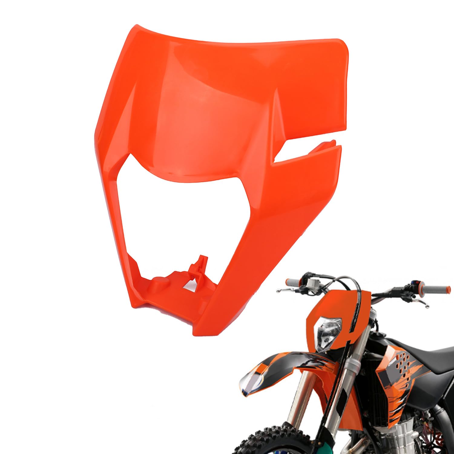 Mascherina per Faro Moto, Paralume Antivento e Antipolvere, Arancione, per EXC EXCF, XC, XCF, XCW, SX SXF, 125-530 cc