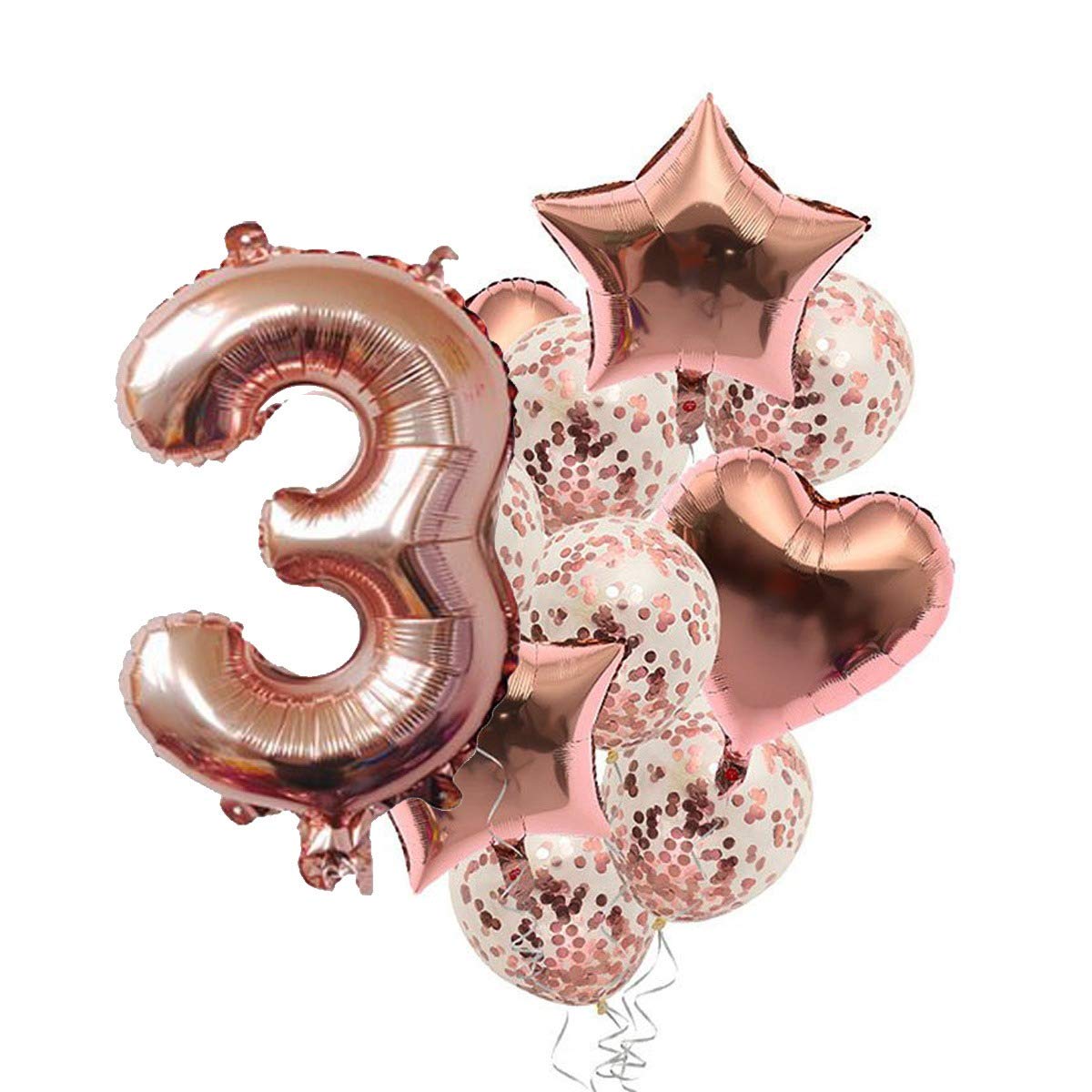 One Size · 3 Year 10 Pcs Balloon Set Rose Gold