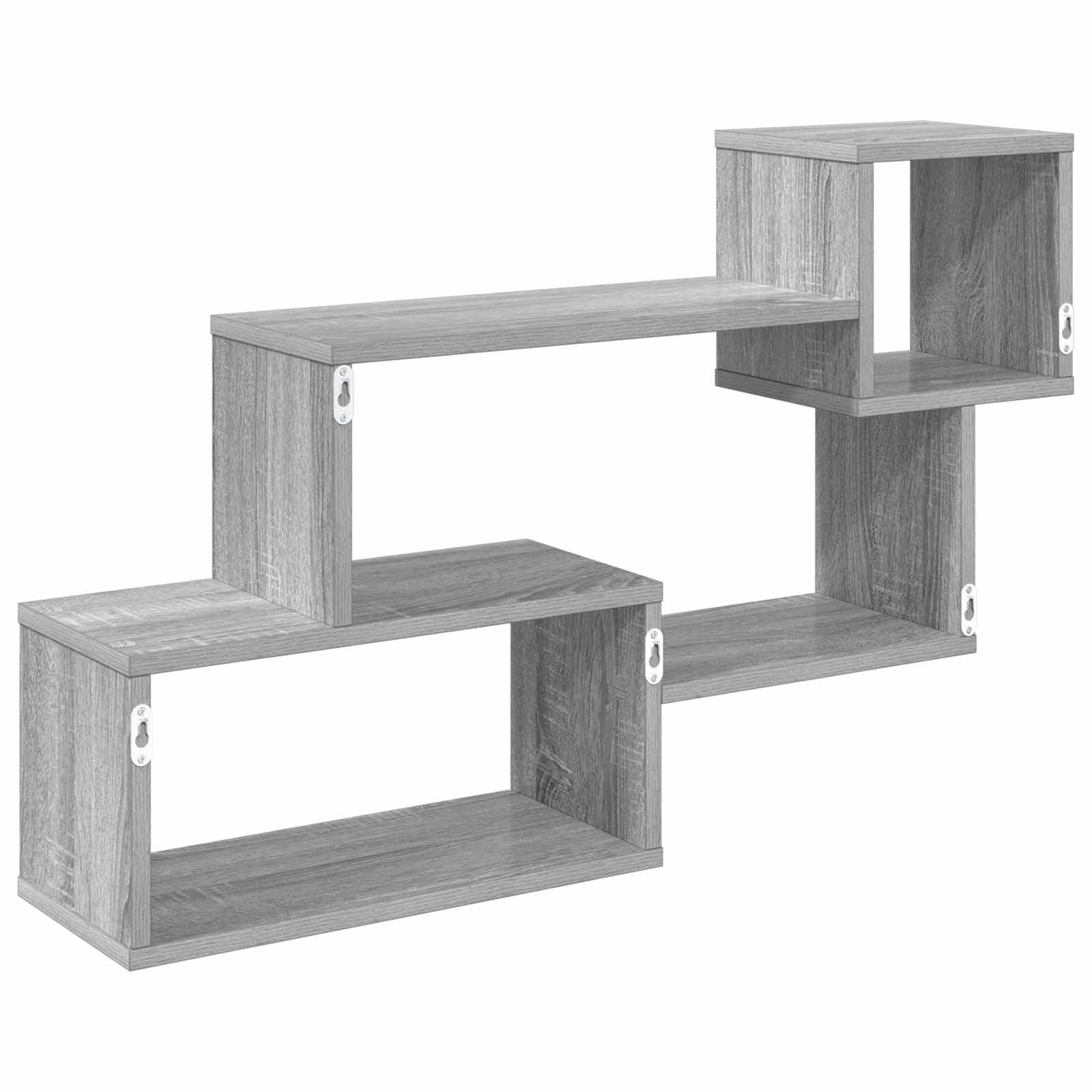 Schwebendes Wand Regal grau 87 x 20 x 55 cm aus Holzwerkstoff, platzsparende Wandhalterung für Wohnzimmer Schlafzimmer Küche Büro, multifunktionale Ablage mit Stauraum und modernem Design