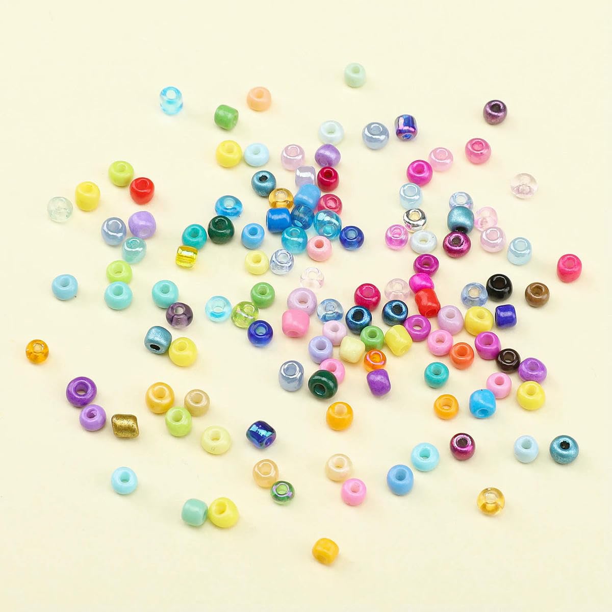 Caja de cuentas de arroz de vidrio con 24 rejillas de 3,0 mm para crear joyas con abalorios, materiales para hacer joyas con aguja e hilo, serie roja, incluye kit de herramientas.