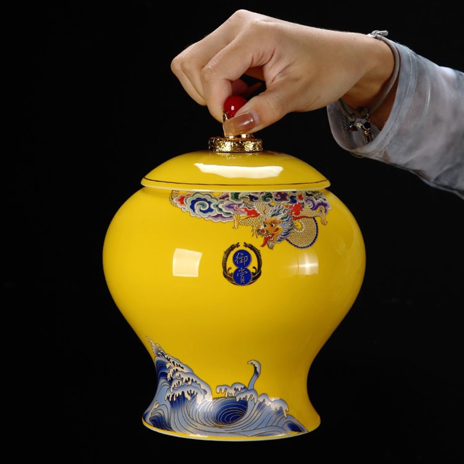 Pojemnik do przechowywania herbaty Luksusowy pojemnik do przechowywania gospodarstwa domowego Czarna herbata Pojemnik na zieloną herbatę Duży słoik Wysokiej jakości ozdoby ceramiczne dla Sugara(Mały)