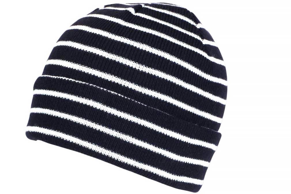 Bonnet Marin Enfant Style Breton, Rayures Bleues, Tricot en Laine, Elfenn