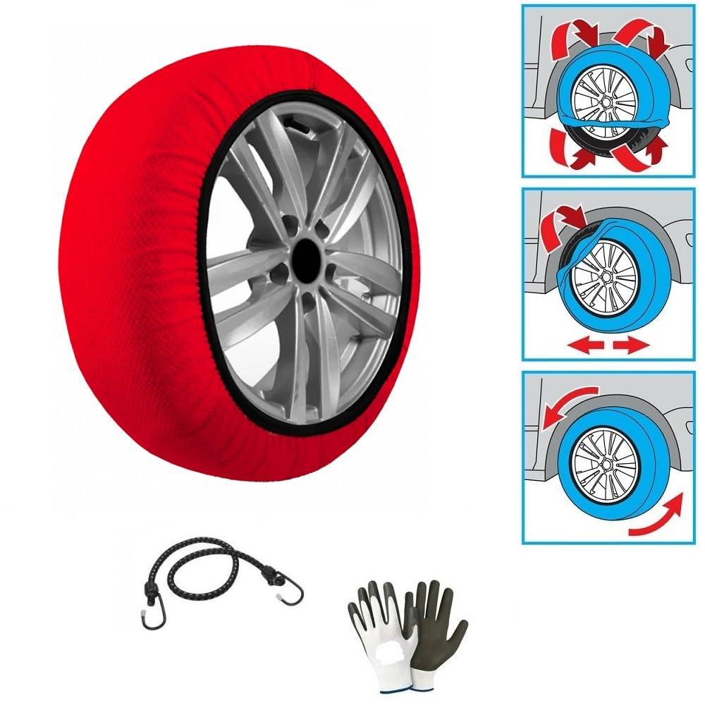CALZE DA NEVE GHIACCIO PER PNEUMATICI 215/60 R17 CERCHIO 17 MISURA XL CALZA DA NEVE OMOLOGATA PER AUTO,SUV,4X4,FURGONI, TESSUTO ANTI-SLITTAMENTO PER TRATTI DI STRADA MISTA 1 COPPIA=2 PEZZI
