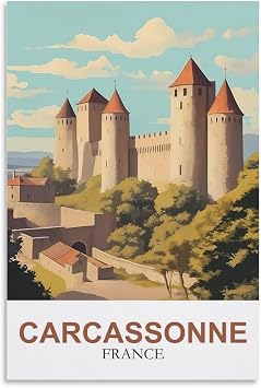 Carcassonne France Vintage Travel Poster 08x12inch20x30cm Canvas Printing Home Decor Wall Art Prints