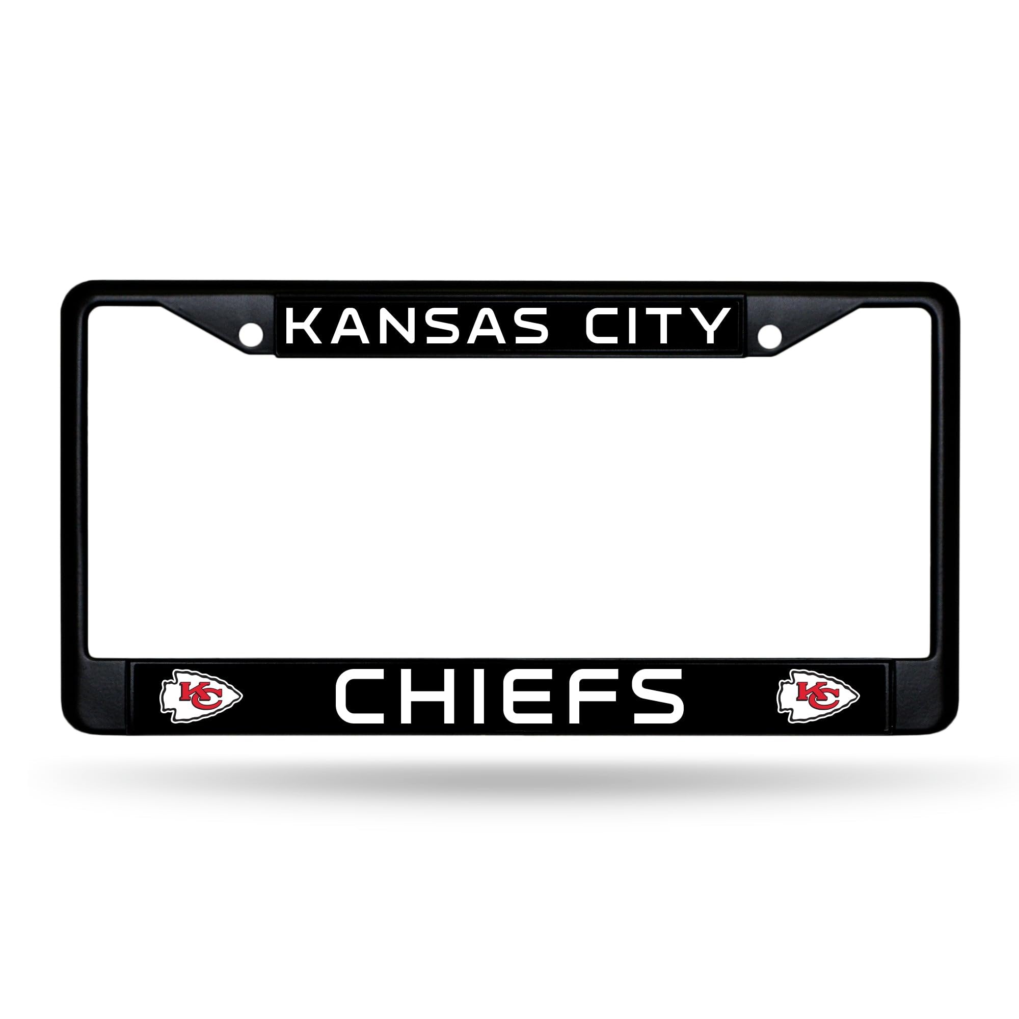 Rico Industries NFL Football Primary Black Chrome Frame with Plastic Inserts 12" x 6" Car/Truck Auto Accessory