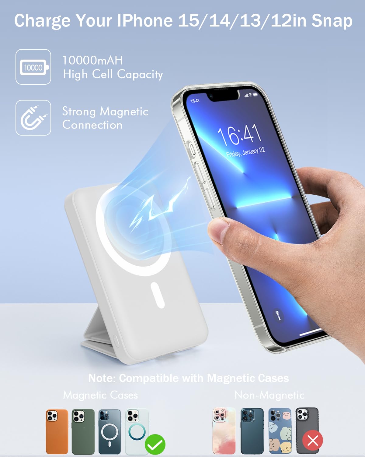 PowerBank Magnetico 5000mAh - Wireless Mag-Safe, PD 20W, Per IPhone - Foto 9