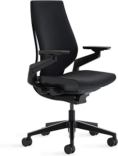 Steelcase Gesture Office Chair - Ergonomic Work Chair with Wheels for Carpet - Comfortable - Intuitive-to-Adjust for Desk - 360-Degree Arms - Licorice Fabric, Dark Frame