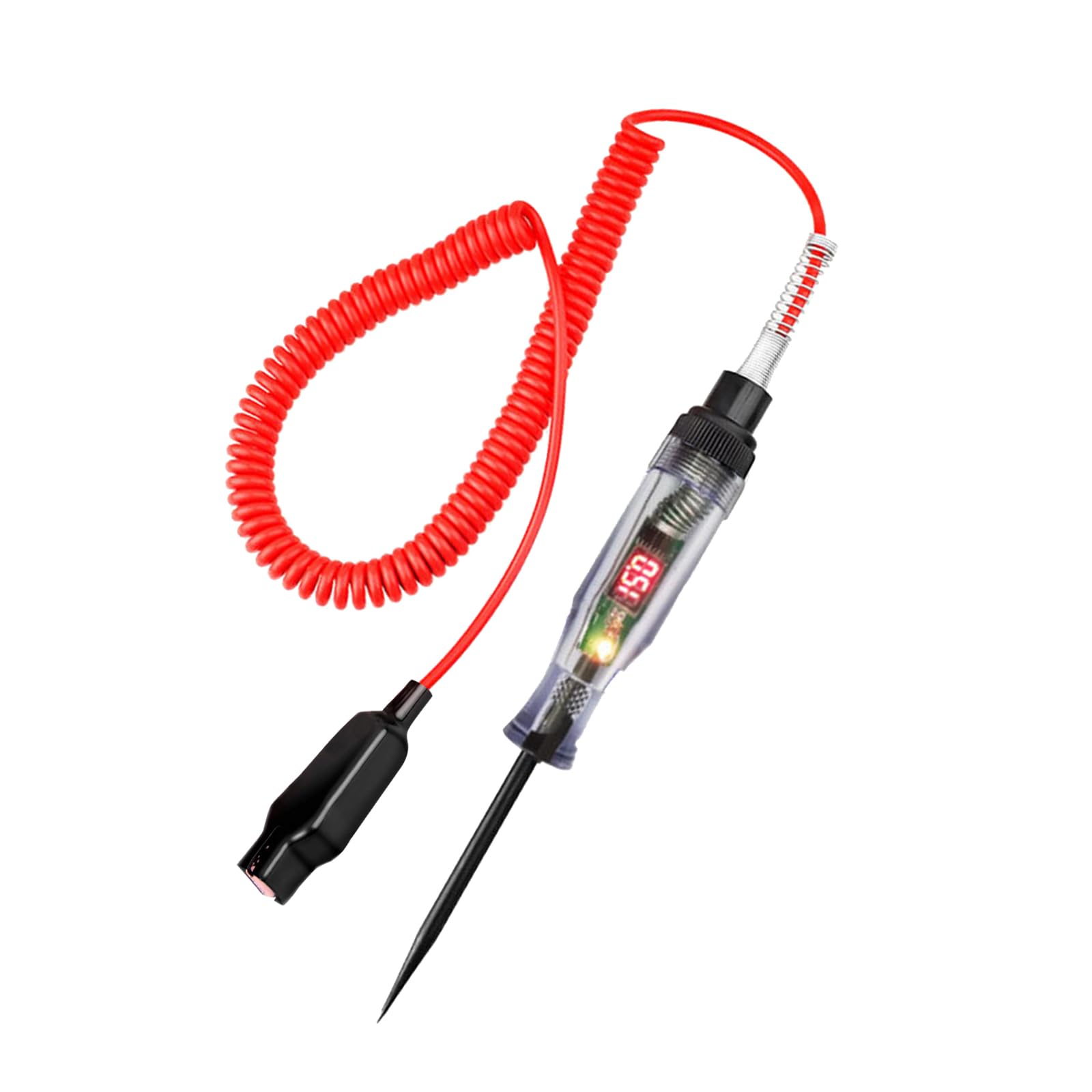 Ajxn 1 PC Car Voltage Long Probe Circuit Test Maintenance Pen, 3-48V 7.48" Multi-Function Sensor Digital Display Test Pen, with Extended Telescopic Spring Wire, Compatible with Most Car Models (Red)