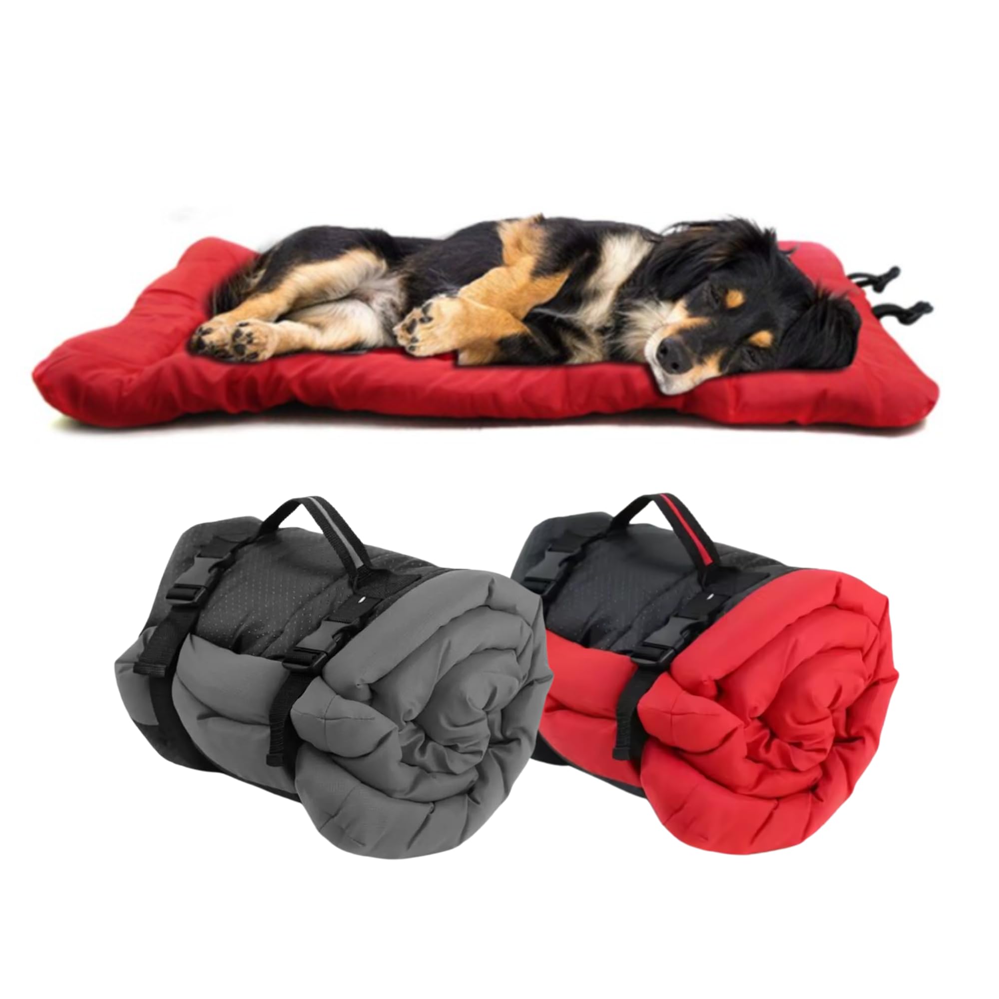 Portable Roll-Up Waterproof Dog Bed – Lightweight Travel Mat for Indoor & Outdoor Use, Ideal for Home, Camping, Hiking & Travel (Red)
