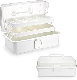 BTSKY 3-Layer Plastic Dividing Storage Box Craft Organizer with Adjustable Spacers Portable Handled Art Supply Multipurpose Home Utility Box for Medicine, Sewing