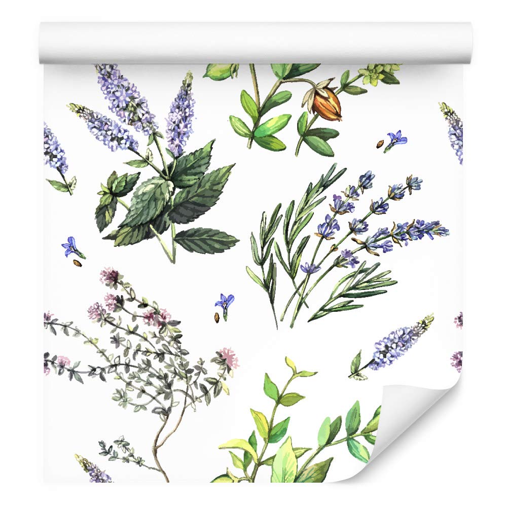 Muralo Papel Pintado Autoadhesivo Flores, Hojas, Semillas - 10m x 50 cm