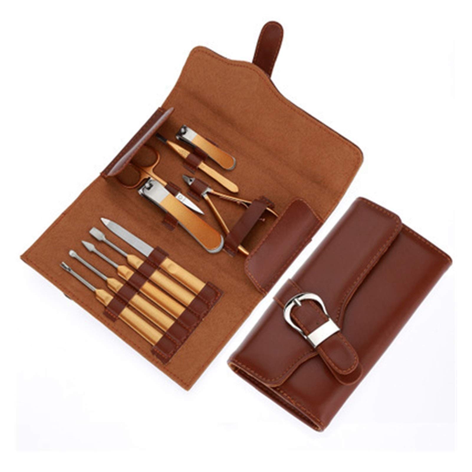 COOVS Juego de 16 cortaúñas profesionales de acero inoxidable para manicura y pedicura para regalo de utilidad, 10 piezas (color: 10 piezas dorado)