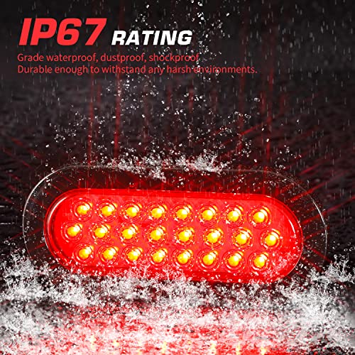 Linkitom 6 Inchs Oval Trailer Lights, Super Bright 24Led Brake Turn Stop Marker Reverse Tail Lights With Waterproof Rubber Gaskets For Boat Trailer Truck Rv [Dot Certified] [Ip67] (4Red + 2 White) #TOP4