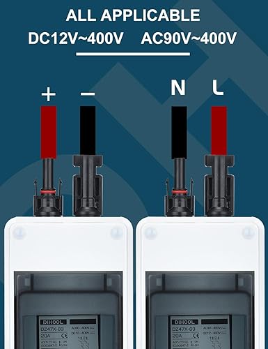 Miniatura 3 de DIHOOL Disyuntor de 20 amperios dc con caja eléctrica de desconexión pv para paneles solares, interruptor de desconexión solar al aire libre
