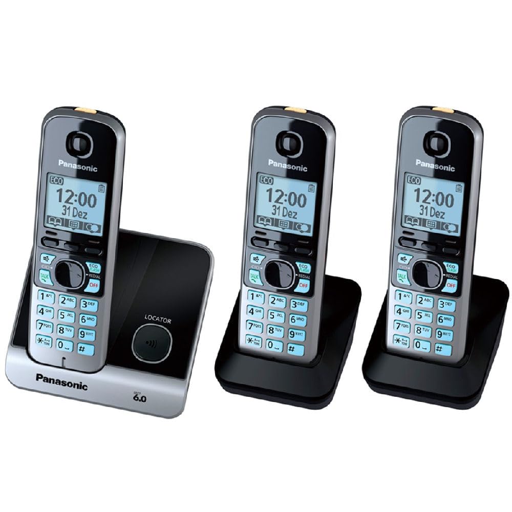 Telefone Sem Fio Com Base e 2 Ramais KX-TG6713LBB Preto Panasonic