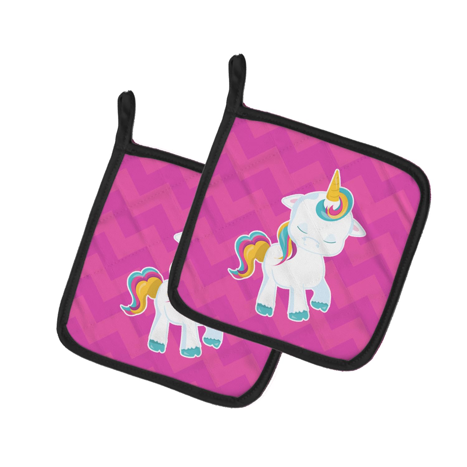 Agarraderas de cocina de 7,5 x 7,5 cm con estampado multicolor de unicornio