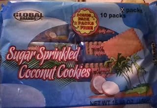 Global Brands Sugar Sprinkled Coconut Cookies. Indian Cookies. 1 Bag (10 Packets)