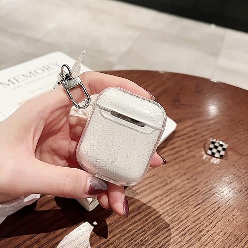 Miniatura 6 de MINSCOSE Bonita funda transparente para Airpod Pro con llavero bonito diseño de mariposa con purpurina brillante silicona suave a prueba de golpes