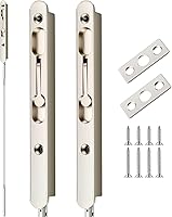 Vista 8 de Blulu 1 perno empotrado de palanca abatible extendida de 18 pulgadas para puerta doble, extralarga y resistente, aleación de zinc francesa